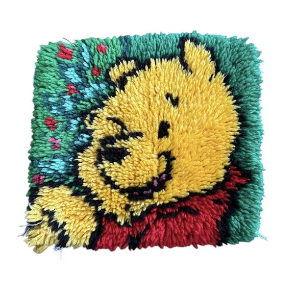 Winnie the Pooh Latch Hook VTG Square Rug Only Nursery Wall Hanging Disney READ - Picture 2 of 7